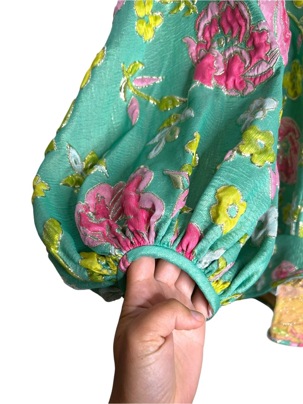 Arianne Elmy Green Good Luck Floral Jacquard Dress Oversized Women’s Size XS - Picture 4 of 9